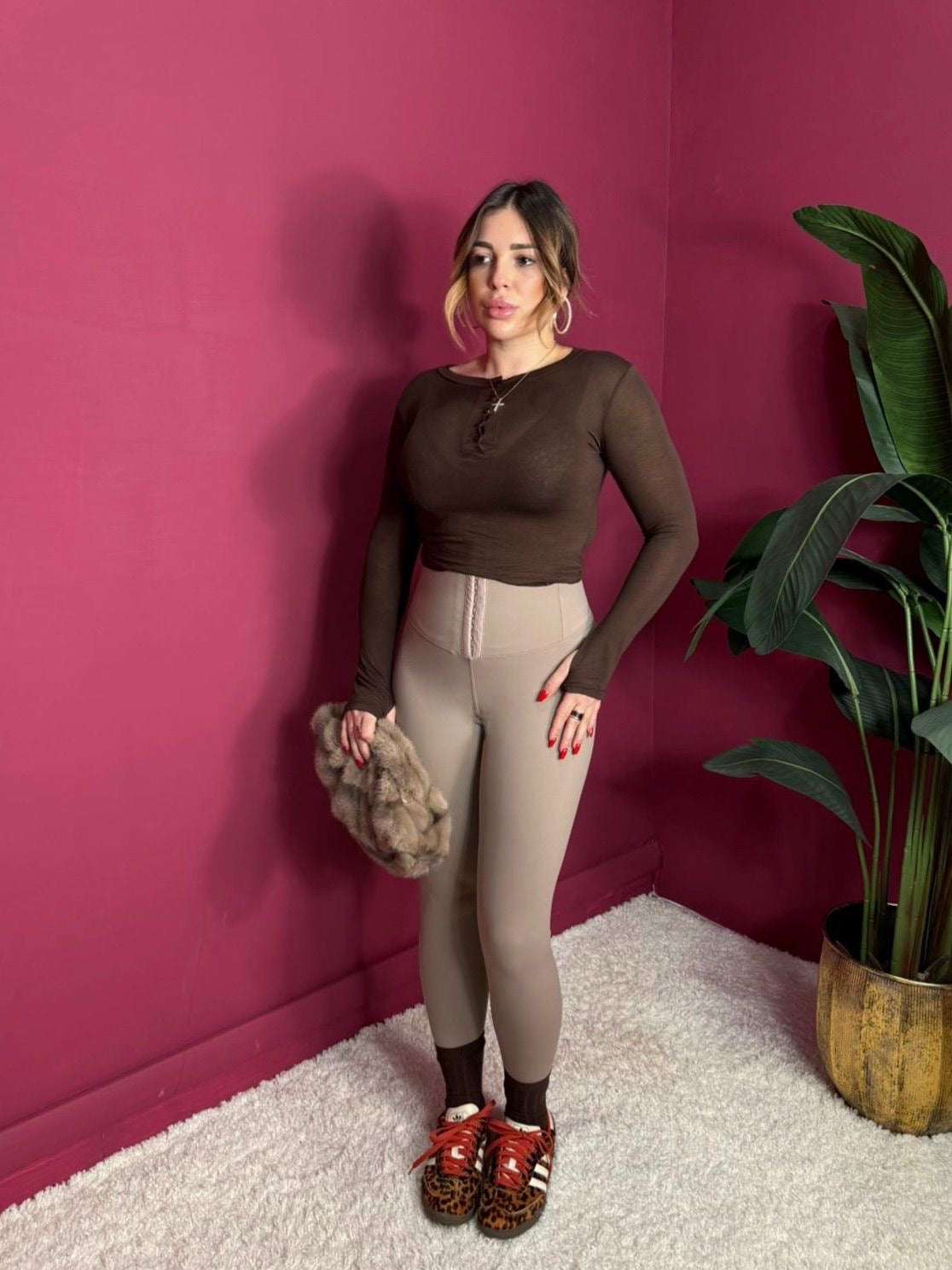 Leggins Beige Chiusura