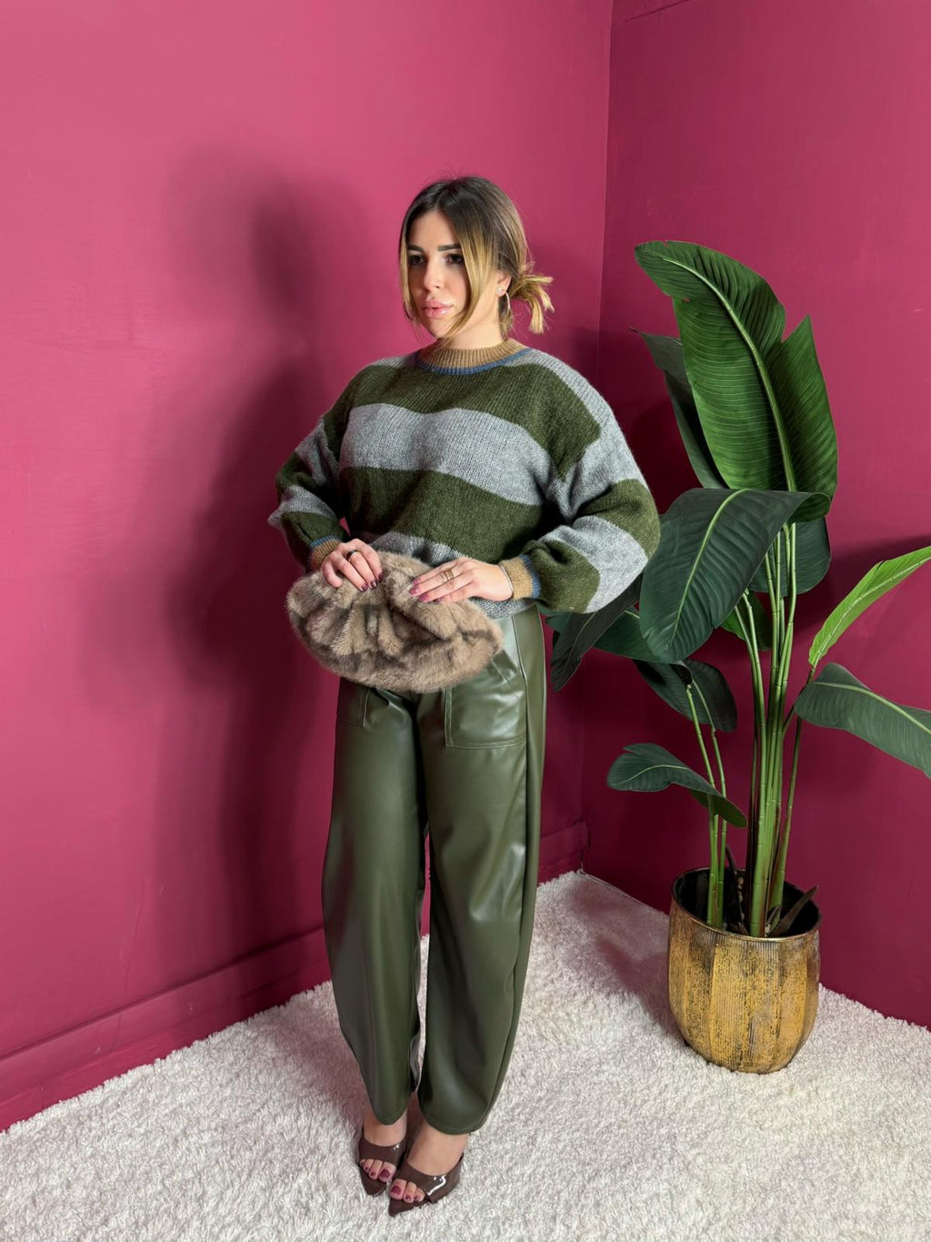 Pantalone Similpelle Verde