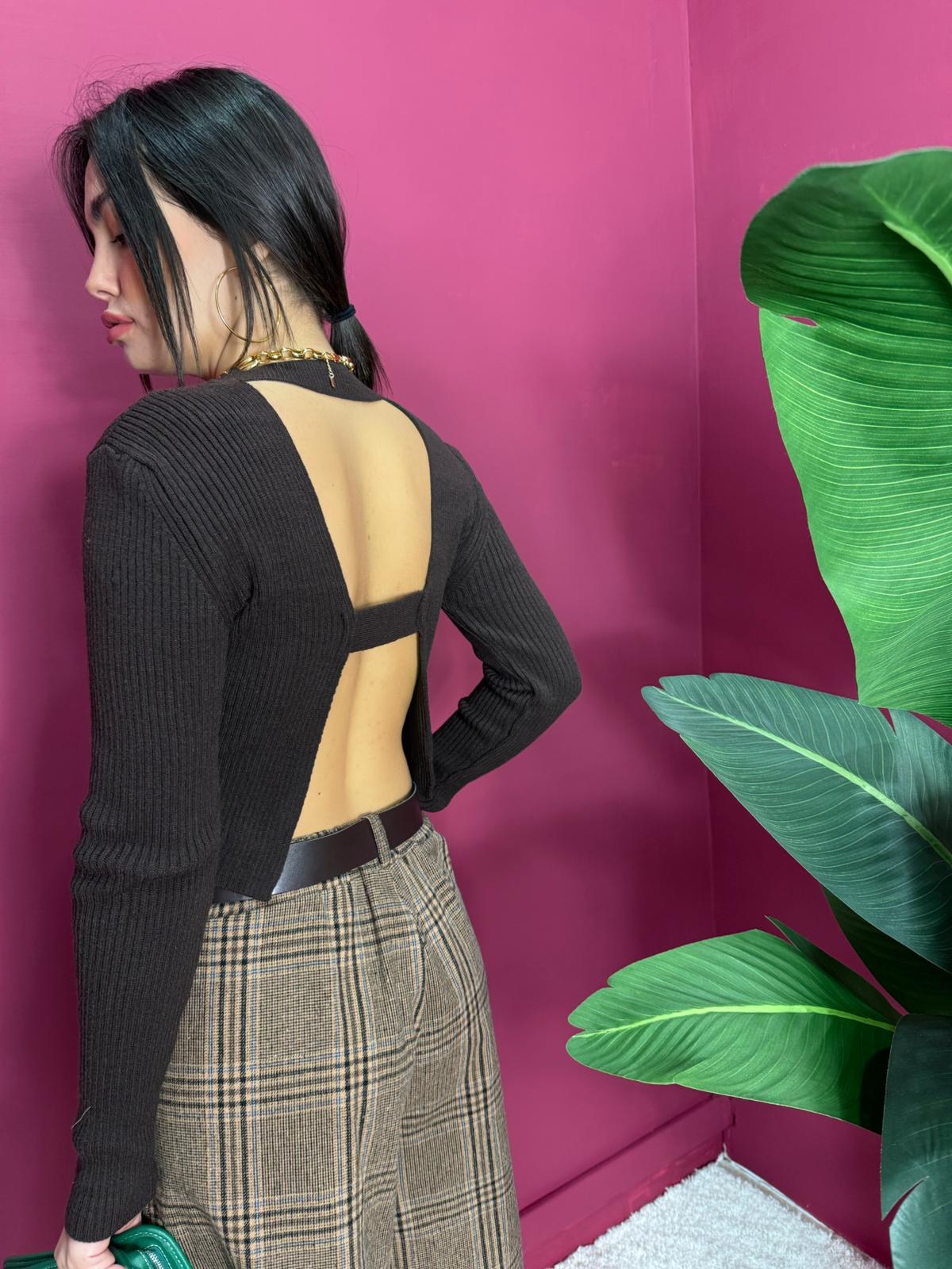 Maglione Crop Schiena Scoperta