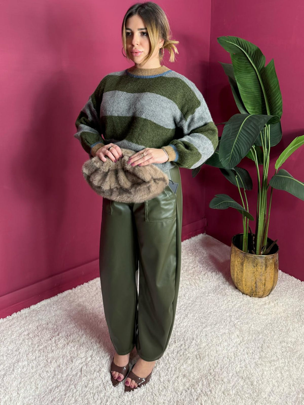 Pantalone Similpelle Verde