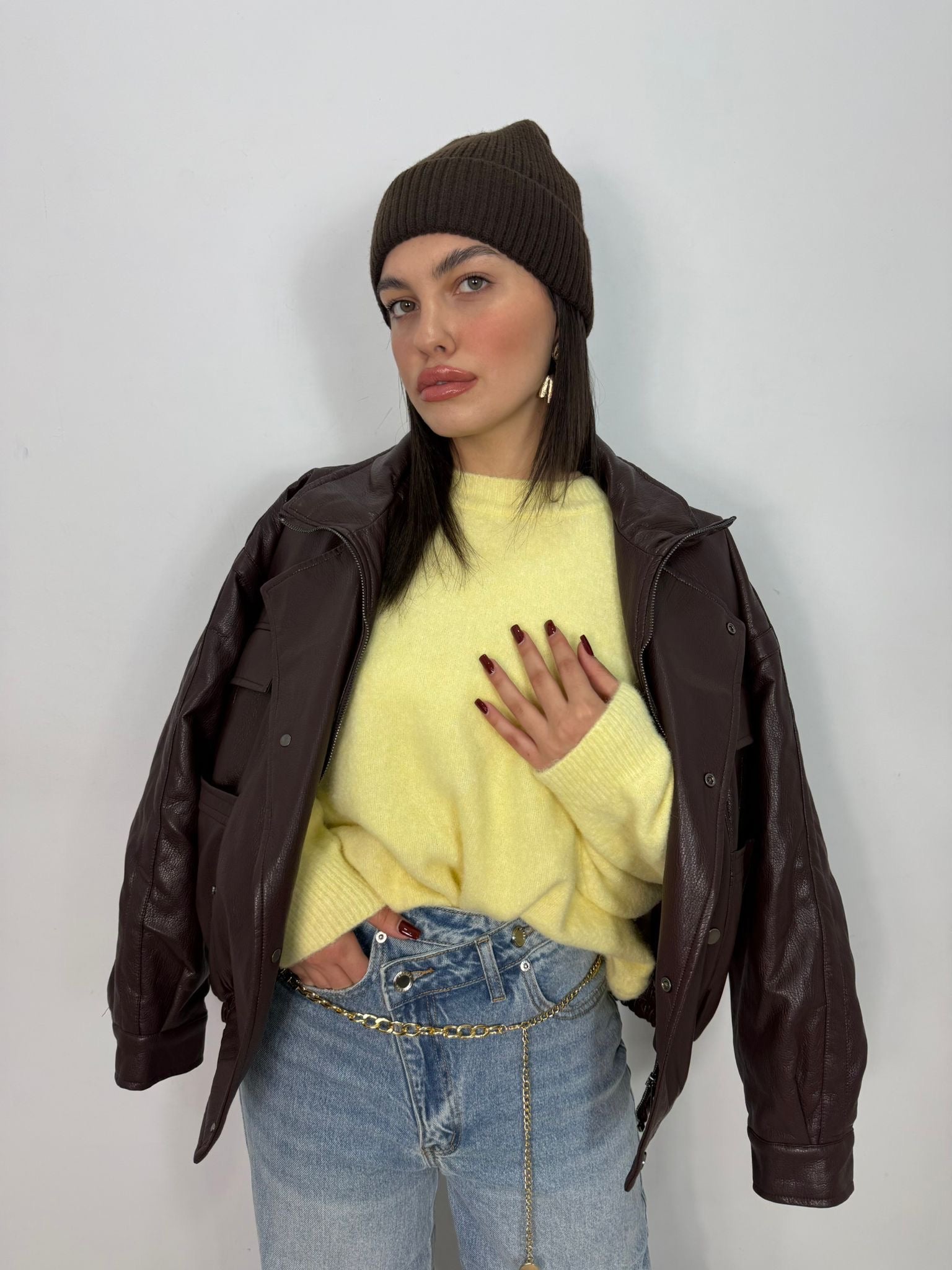 Bomber Pelle Bordeaux