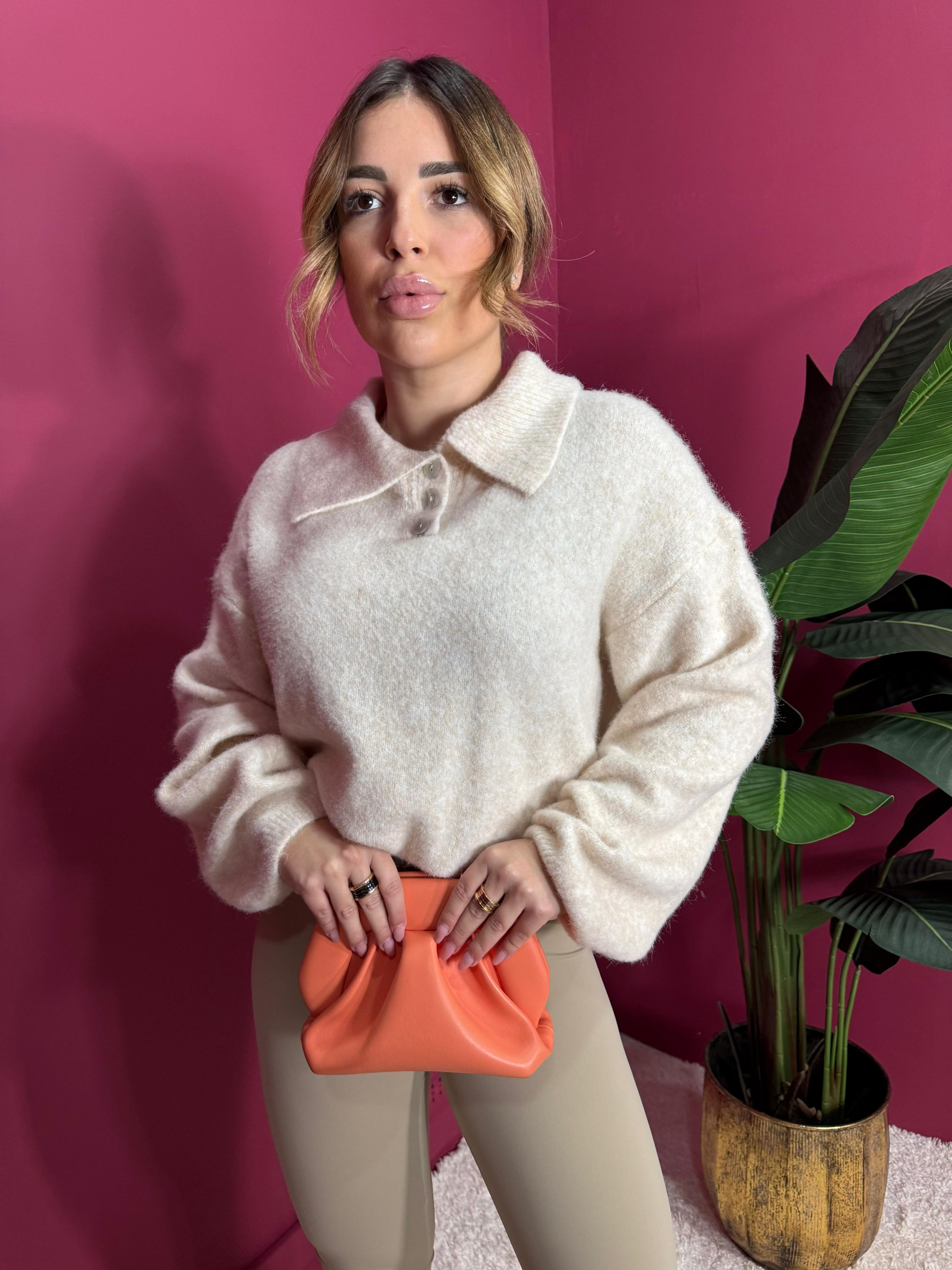 Pull Beige Colletto