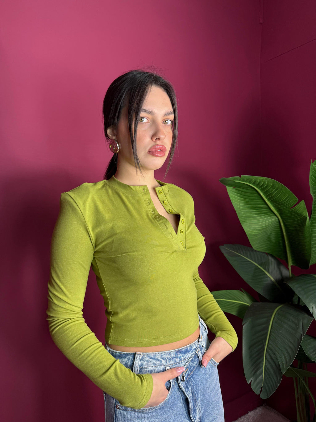 Maglia Crop Bottoncini