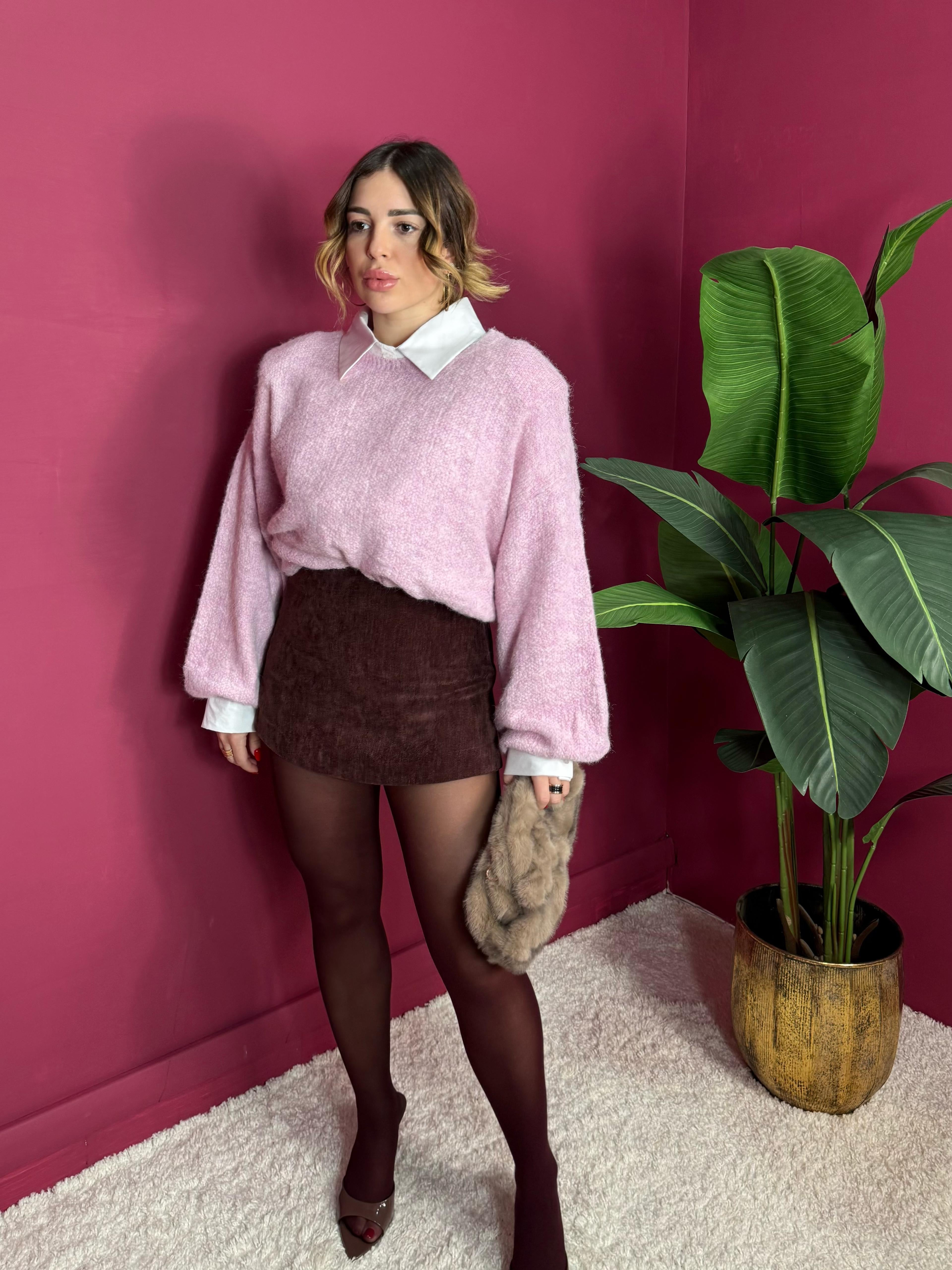 Gonna Velluto Bordeaux