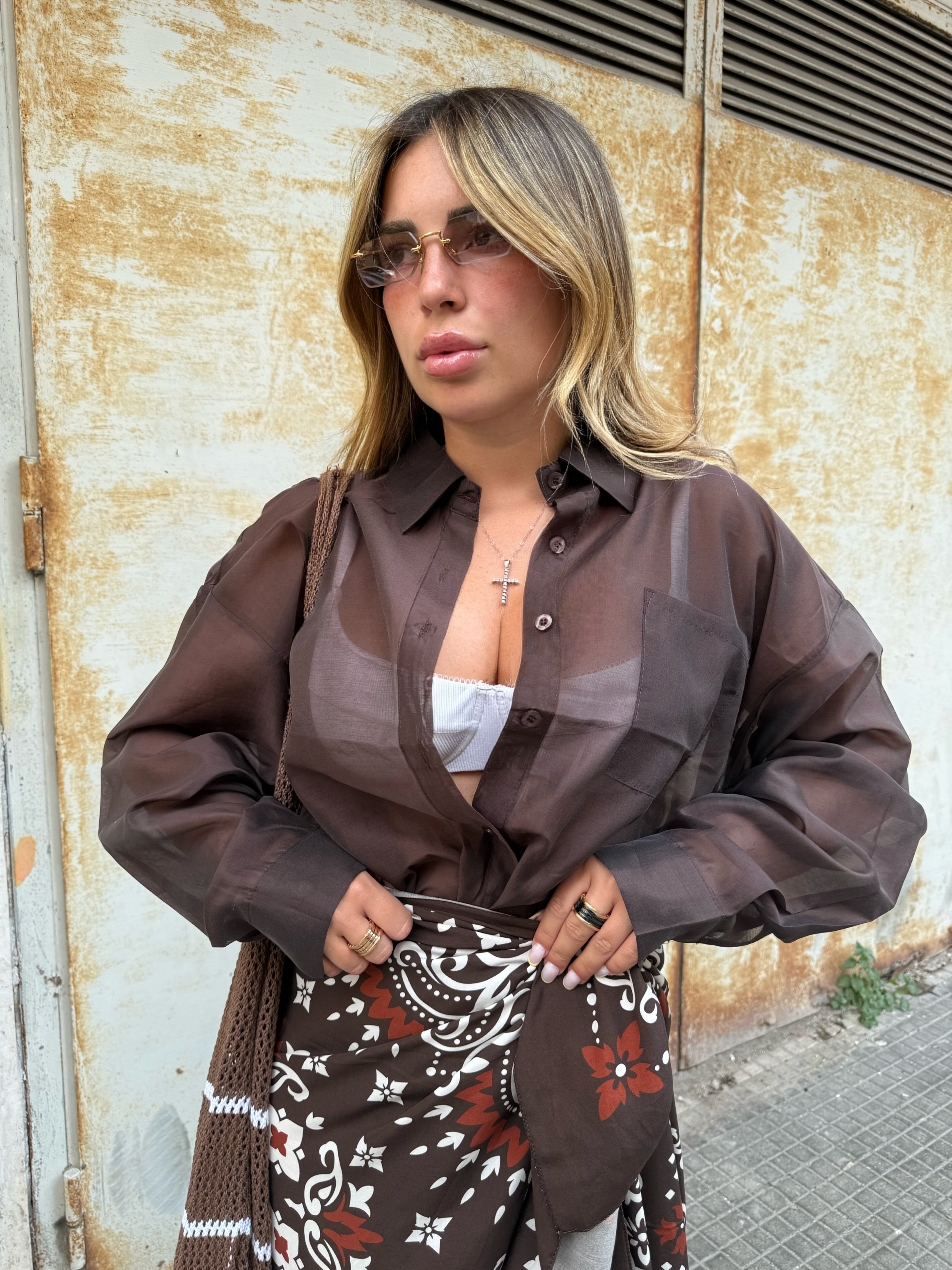 Camicia SemiVelata Marrone