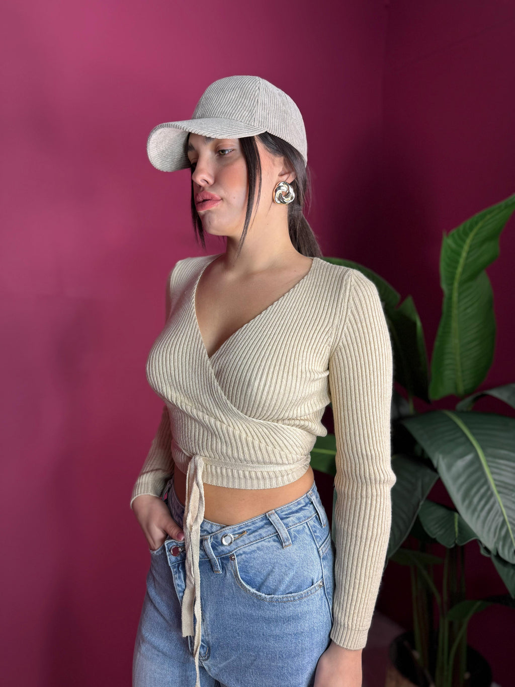 Maglia incrociata Beige