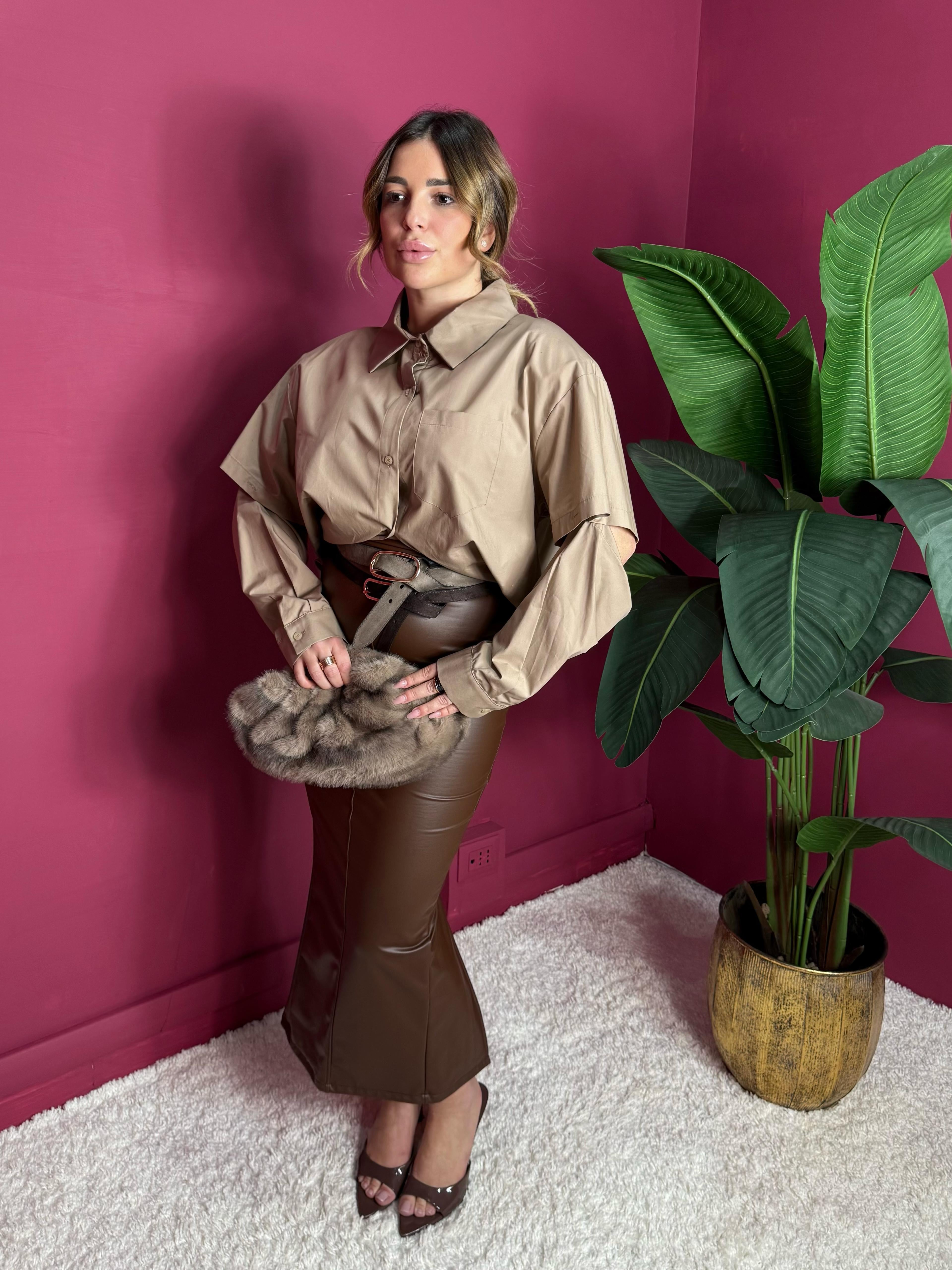 Gonna Similpelle Marrone