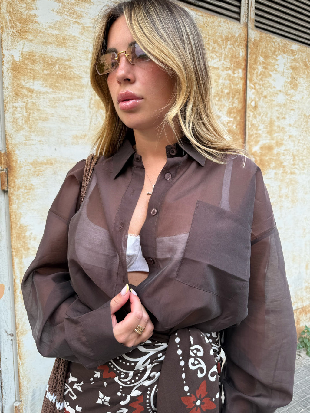 Camicia SemiVelata Marrone