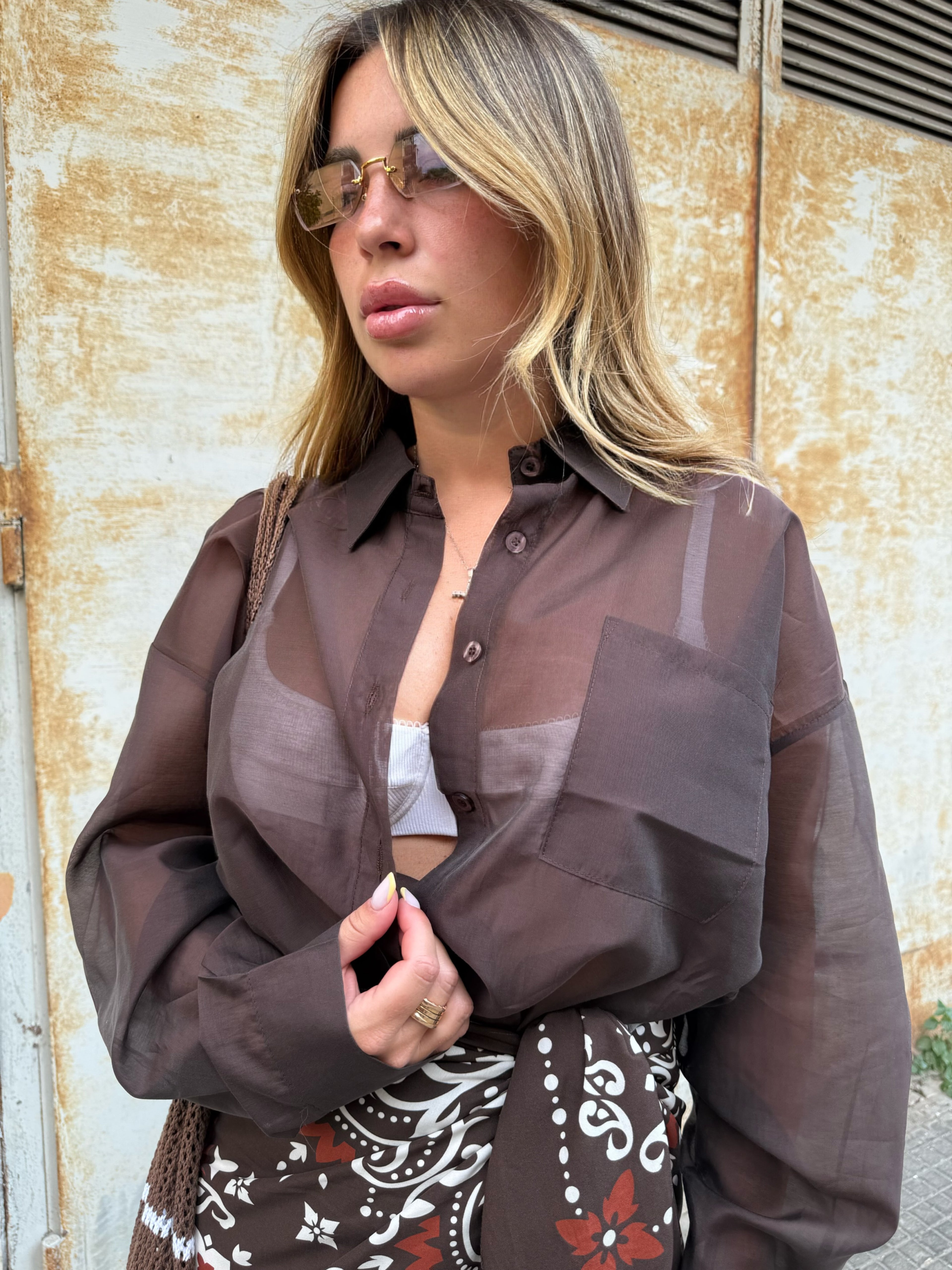 Camicia SemiVelata Marrone