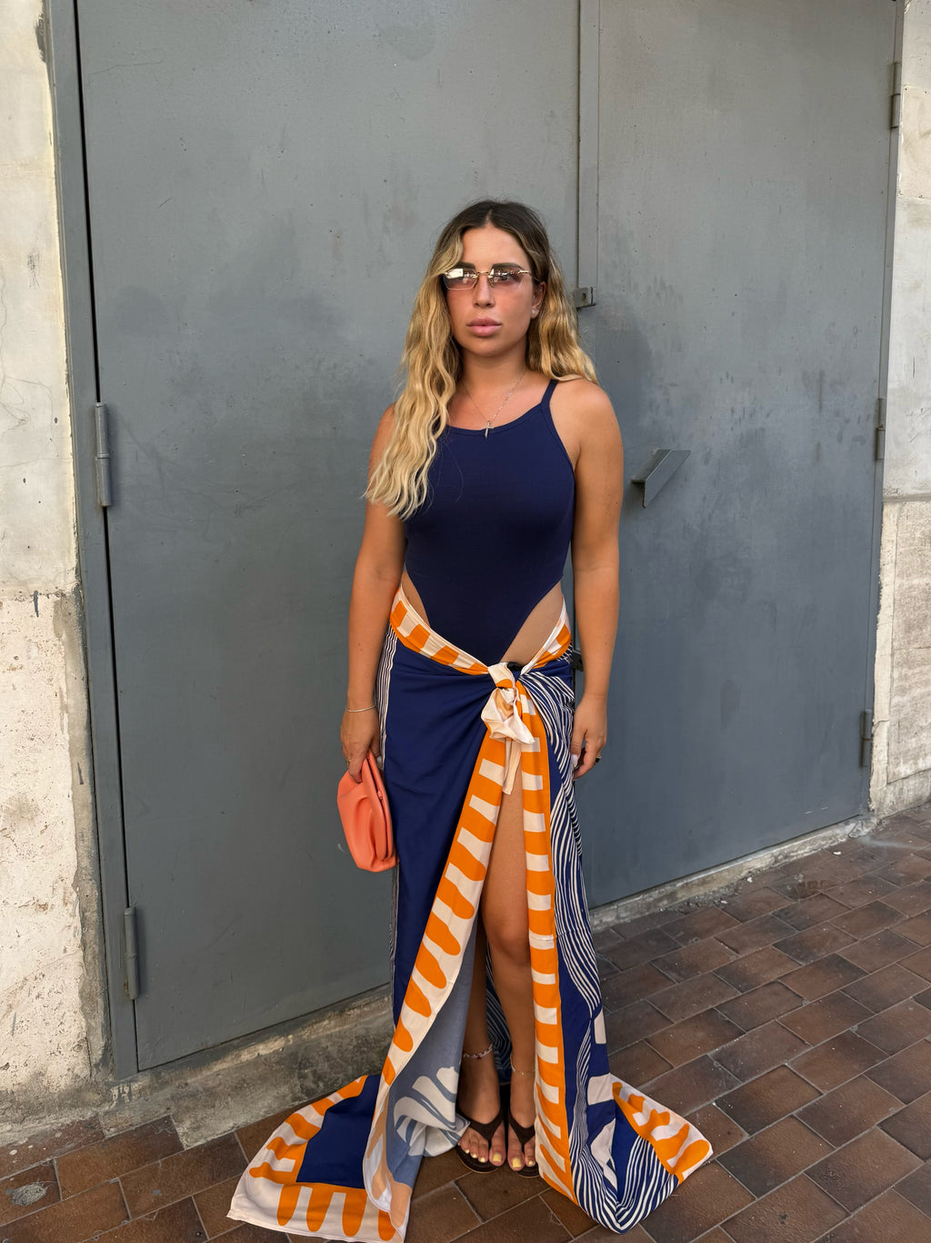 Pareo Gonna Blu-Arancio