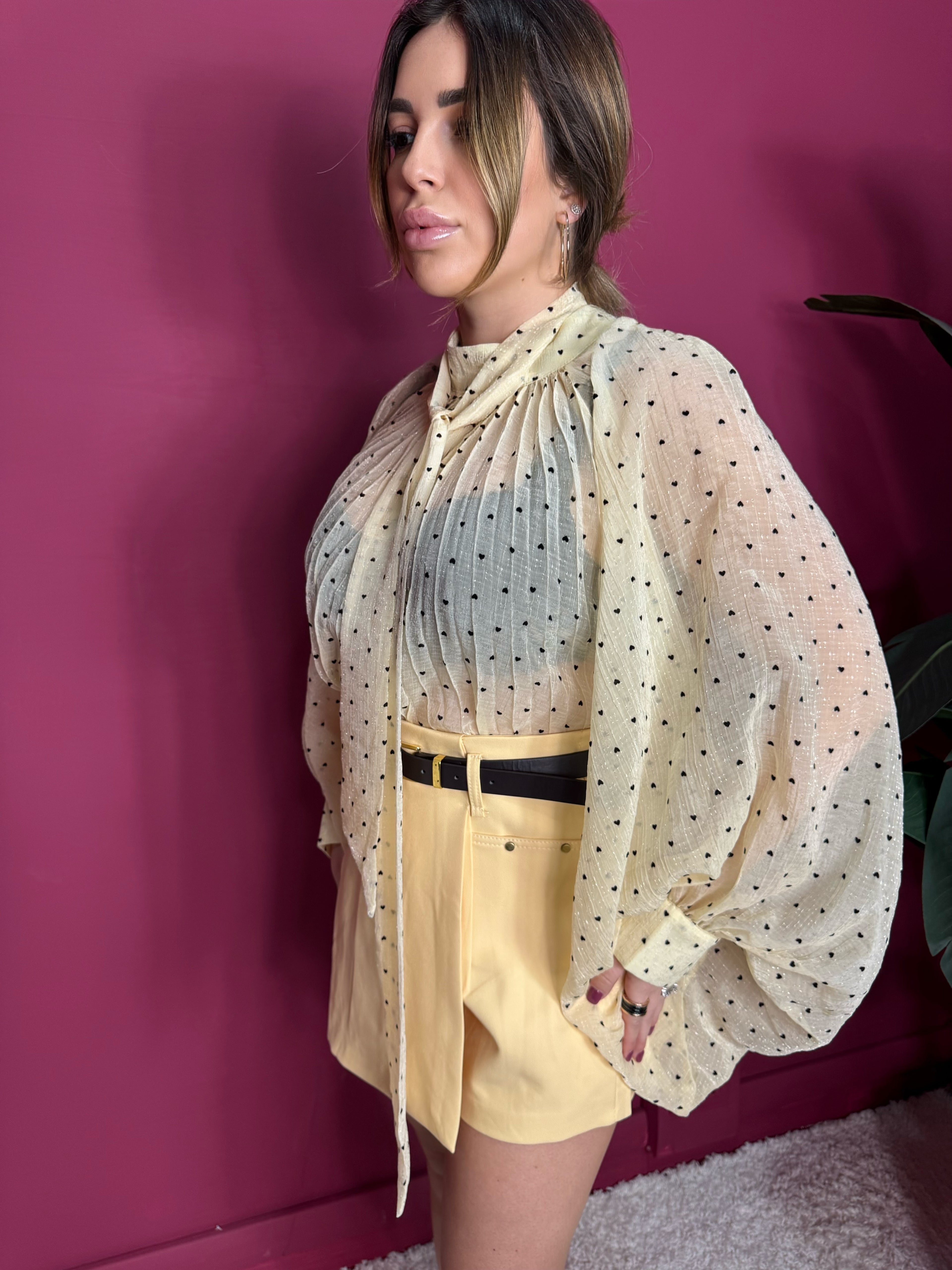 Camicia Cuori Gialla