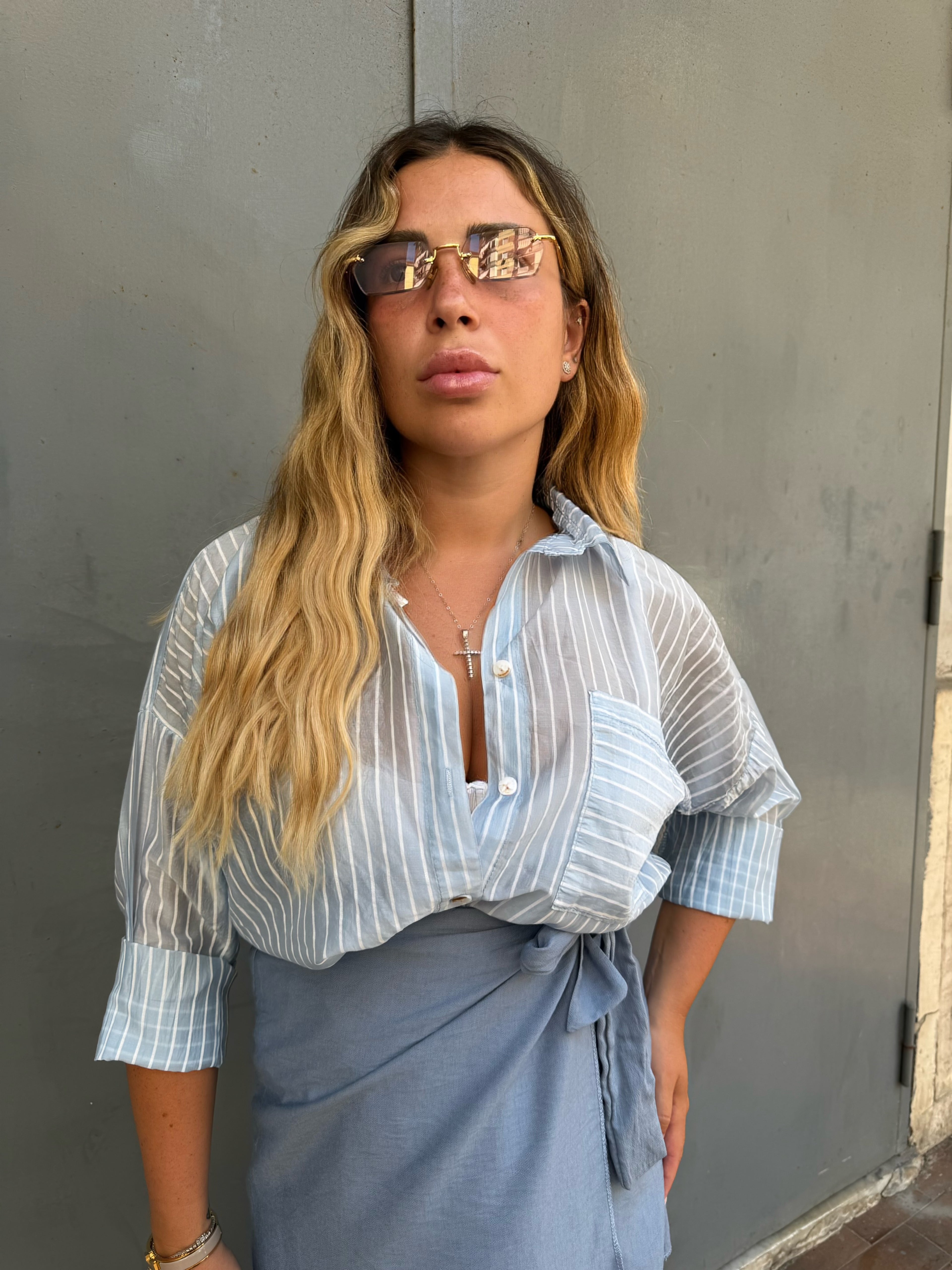 Camicia Righine Celeste