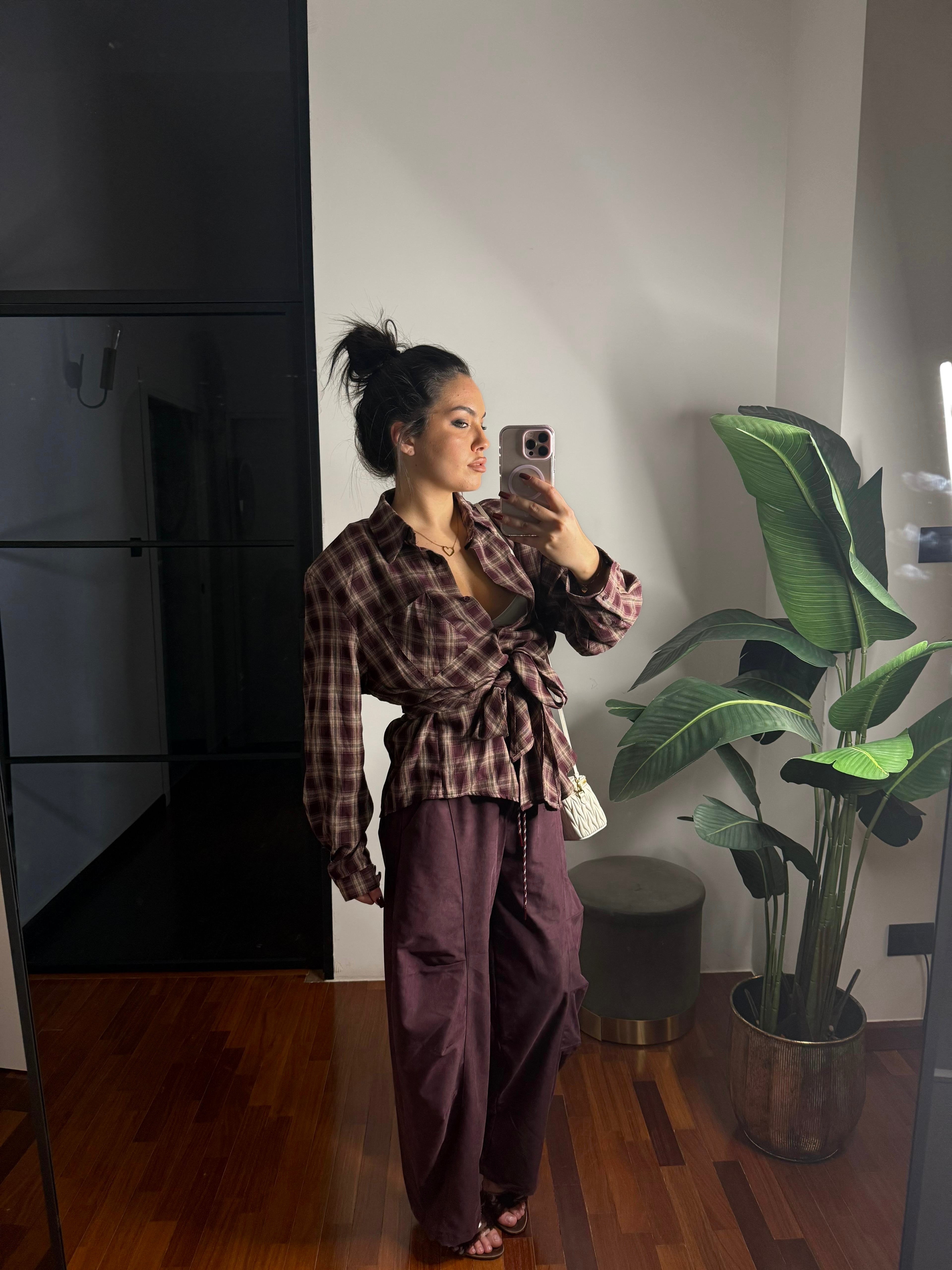 Camicia Quadri Bordeaux