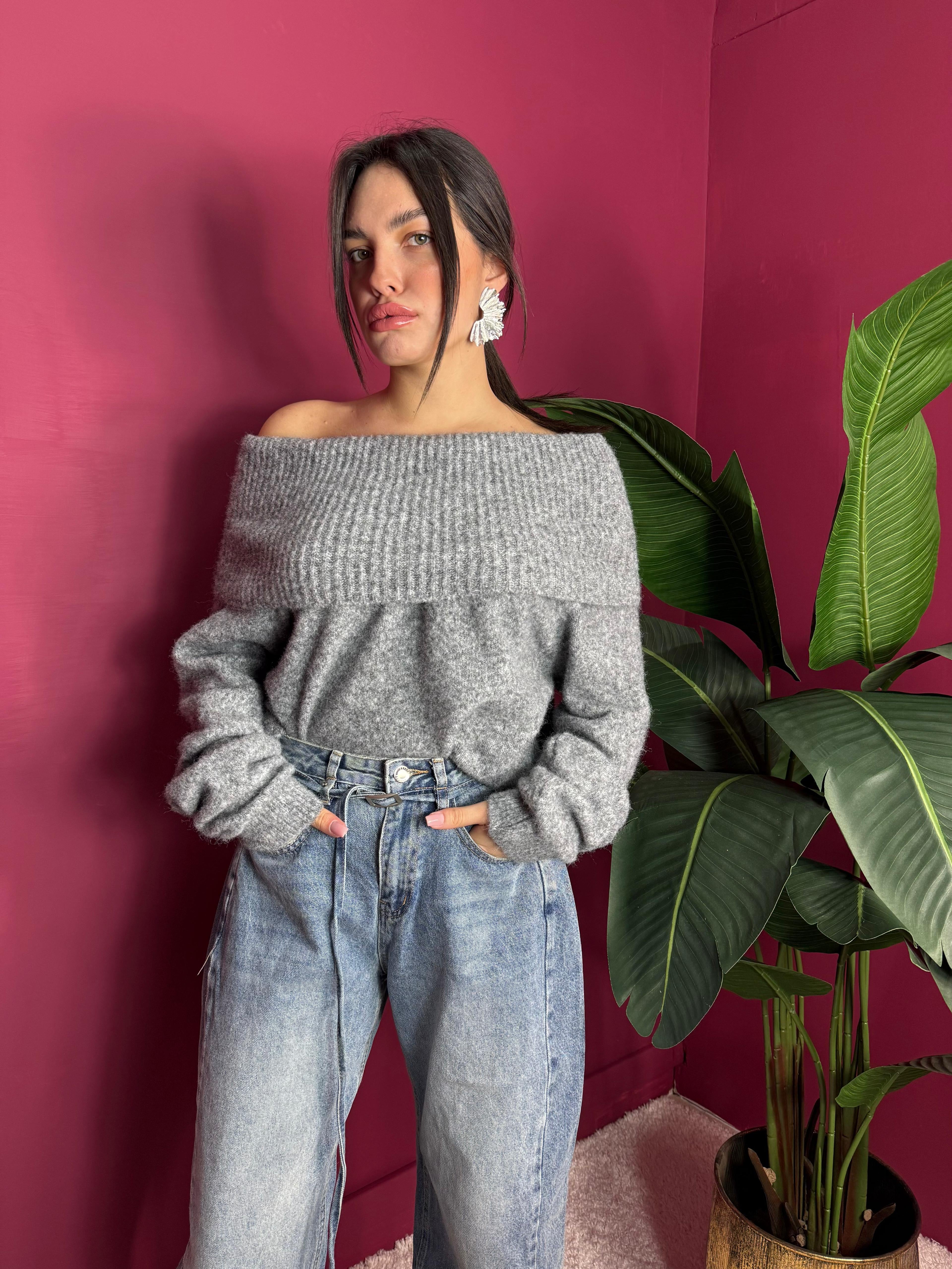 Pullover Grigio Piegone