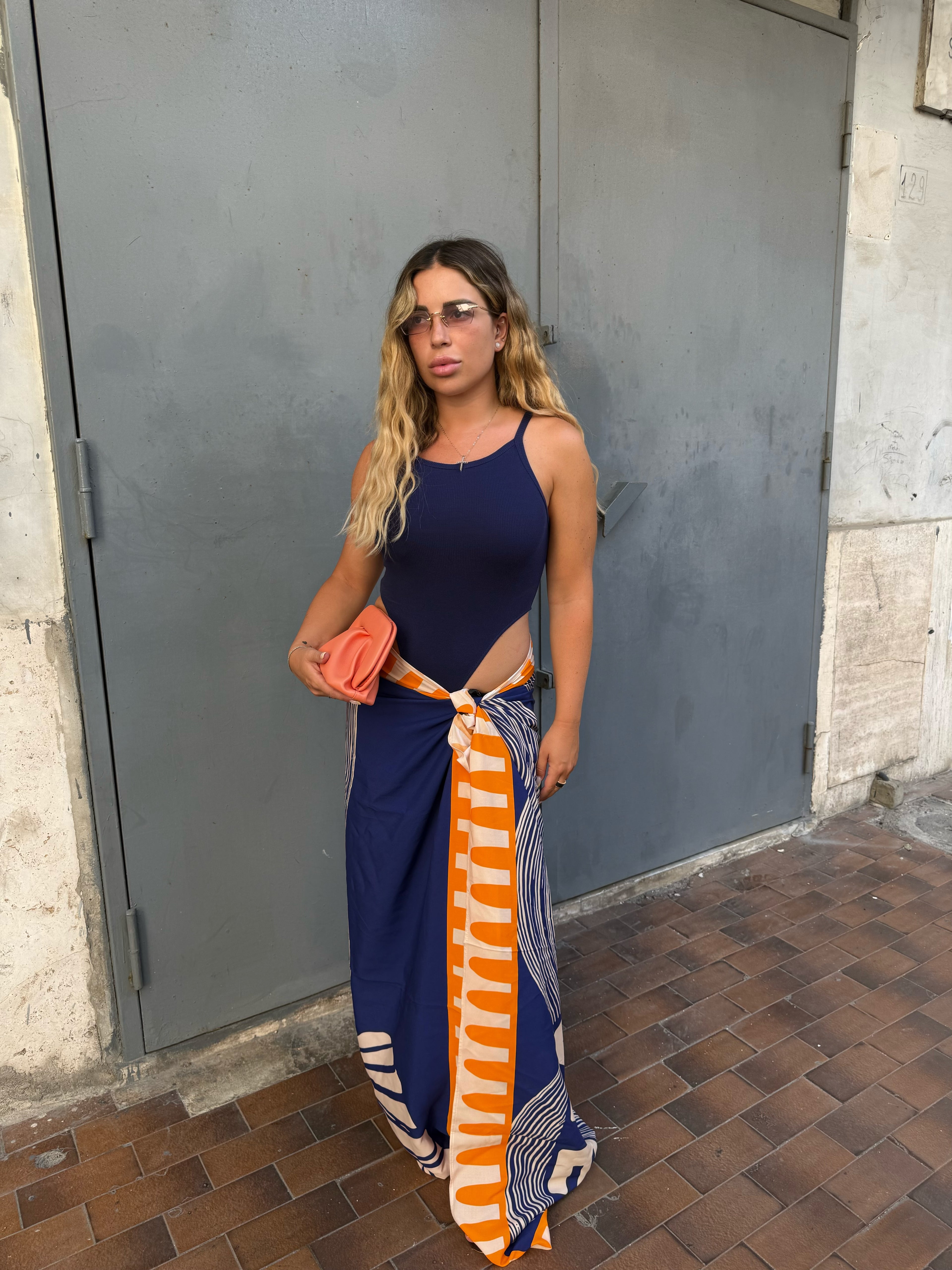 Pareo Gonna Blu-Arancio