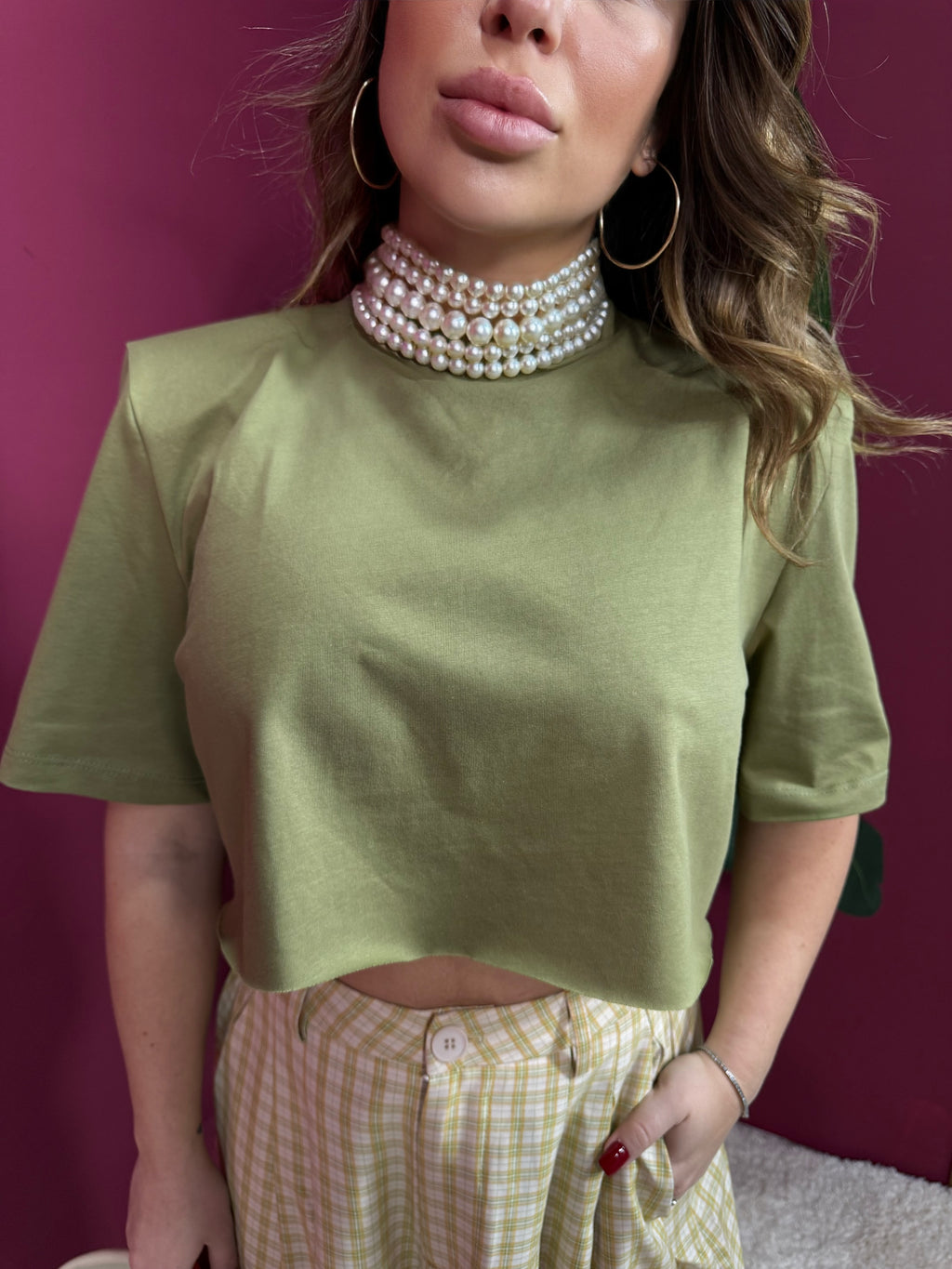 Shirt Crop Verde Just