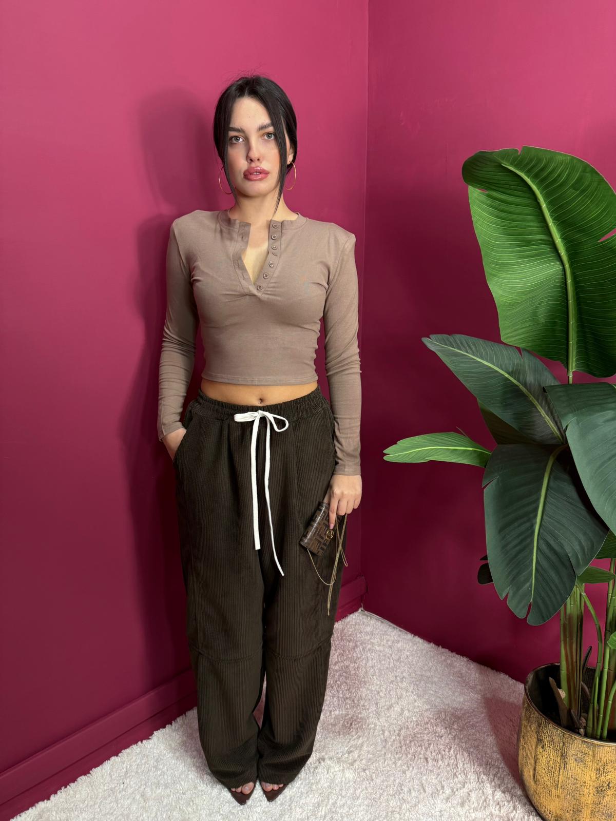 Pantalone Velluto Costine Marrone