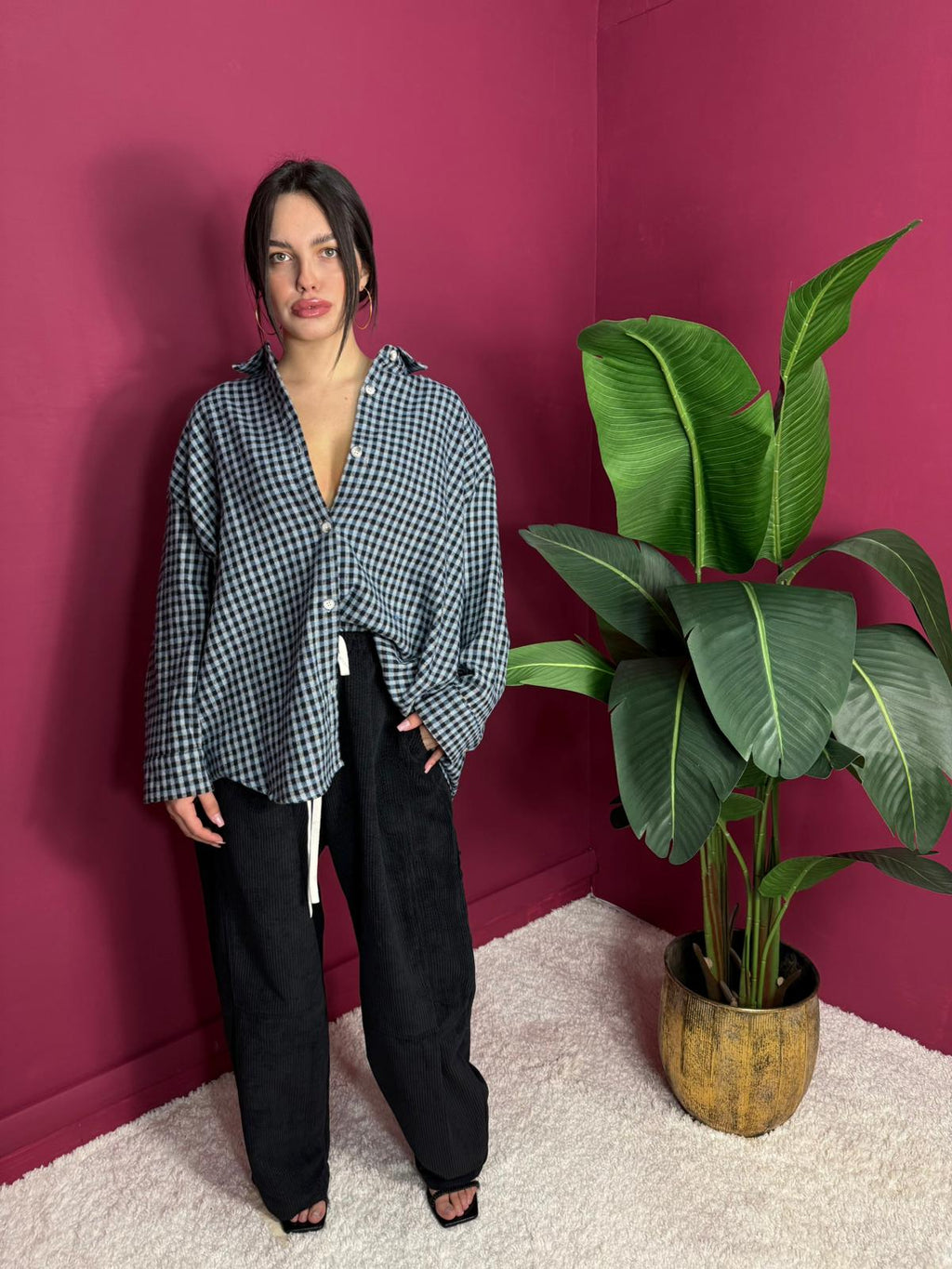 Pantalone Velluto Costine Nero