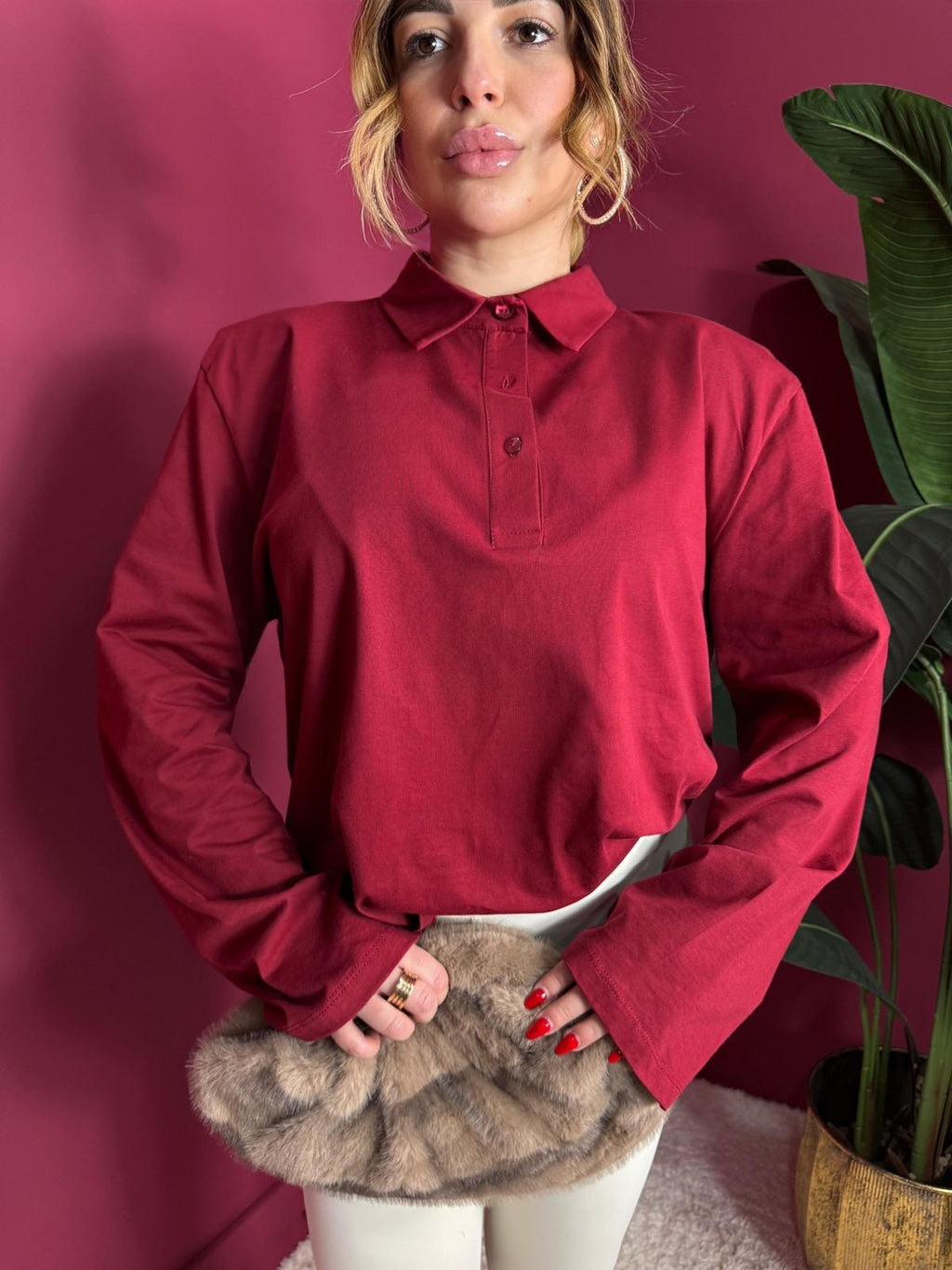 Polo Bordeaux Cotone