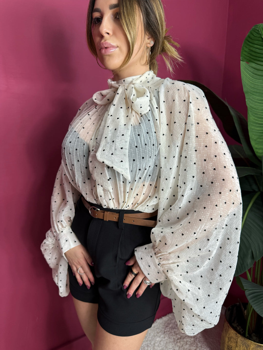 Camicia Cuori Bianca