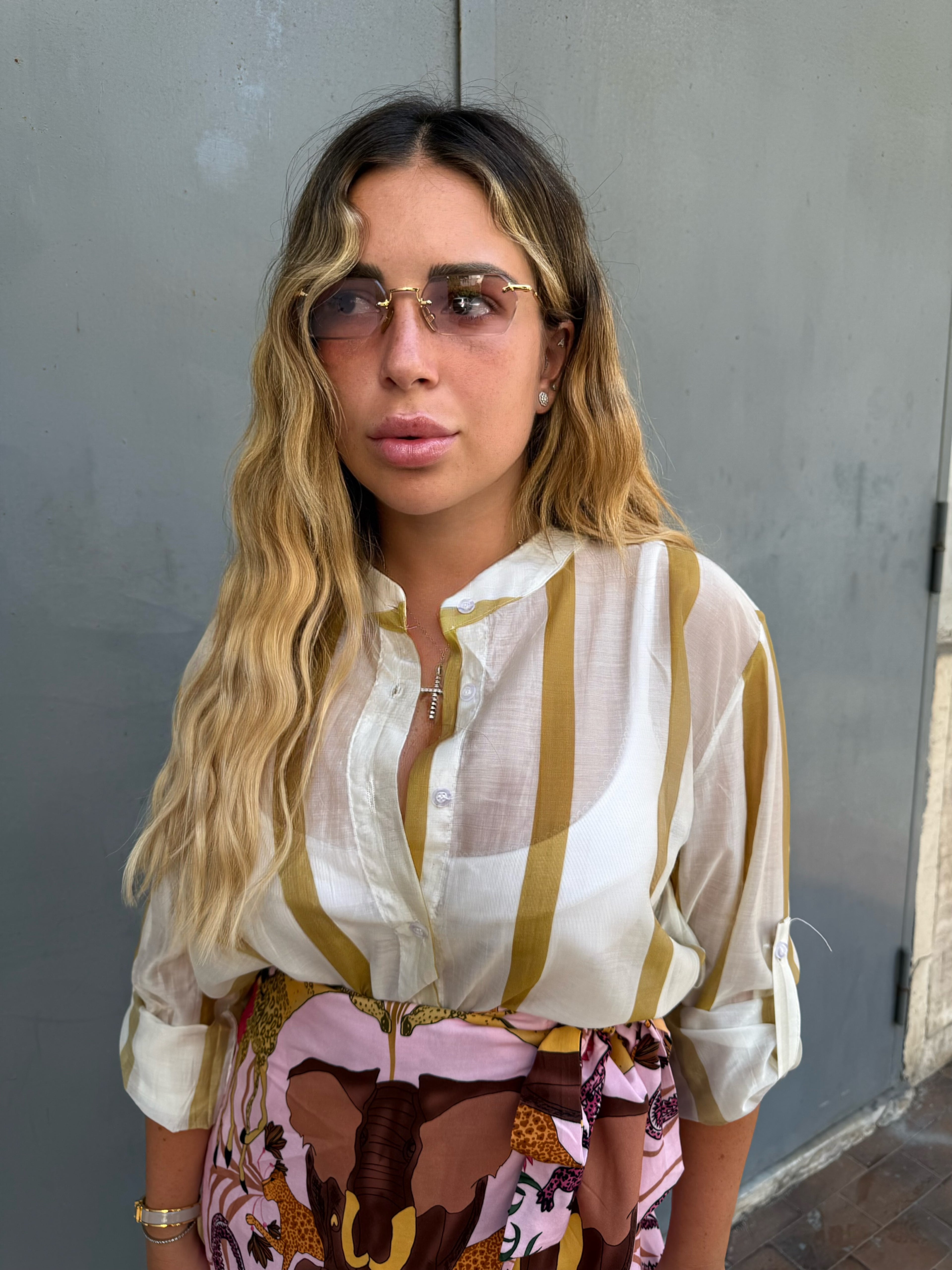 Camicia Righe Ocra