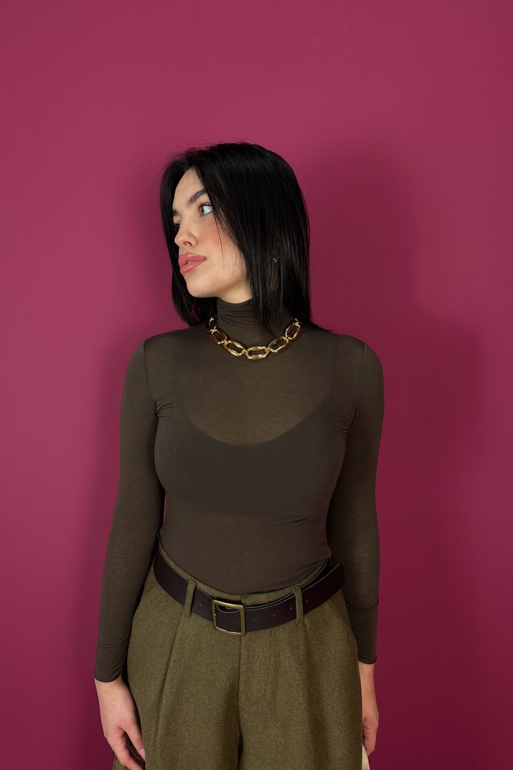 Maglia Semitrasparente Marrone