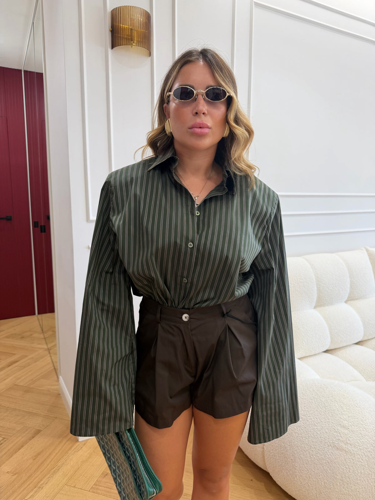 Camicia Righe Verde