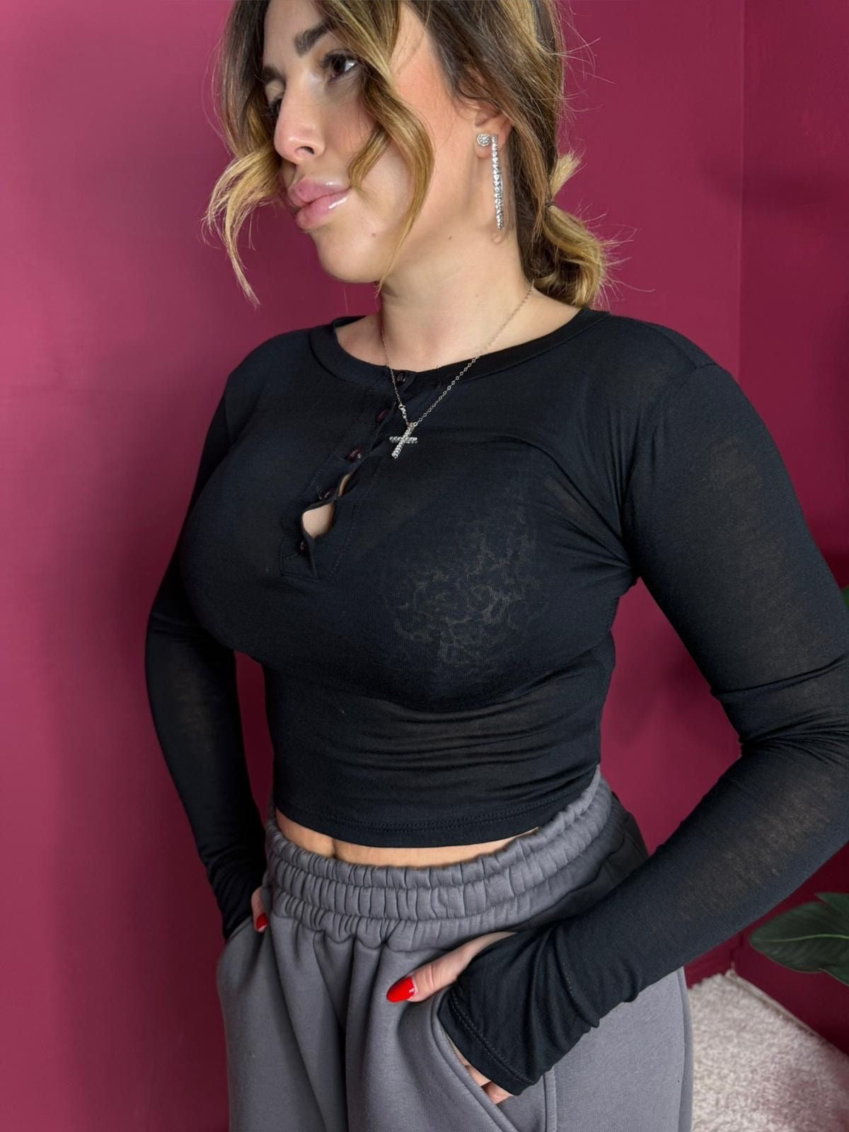 Shirt Bottoncini Nera