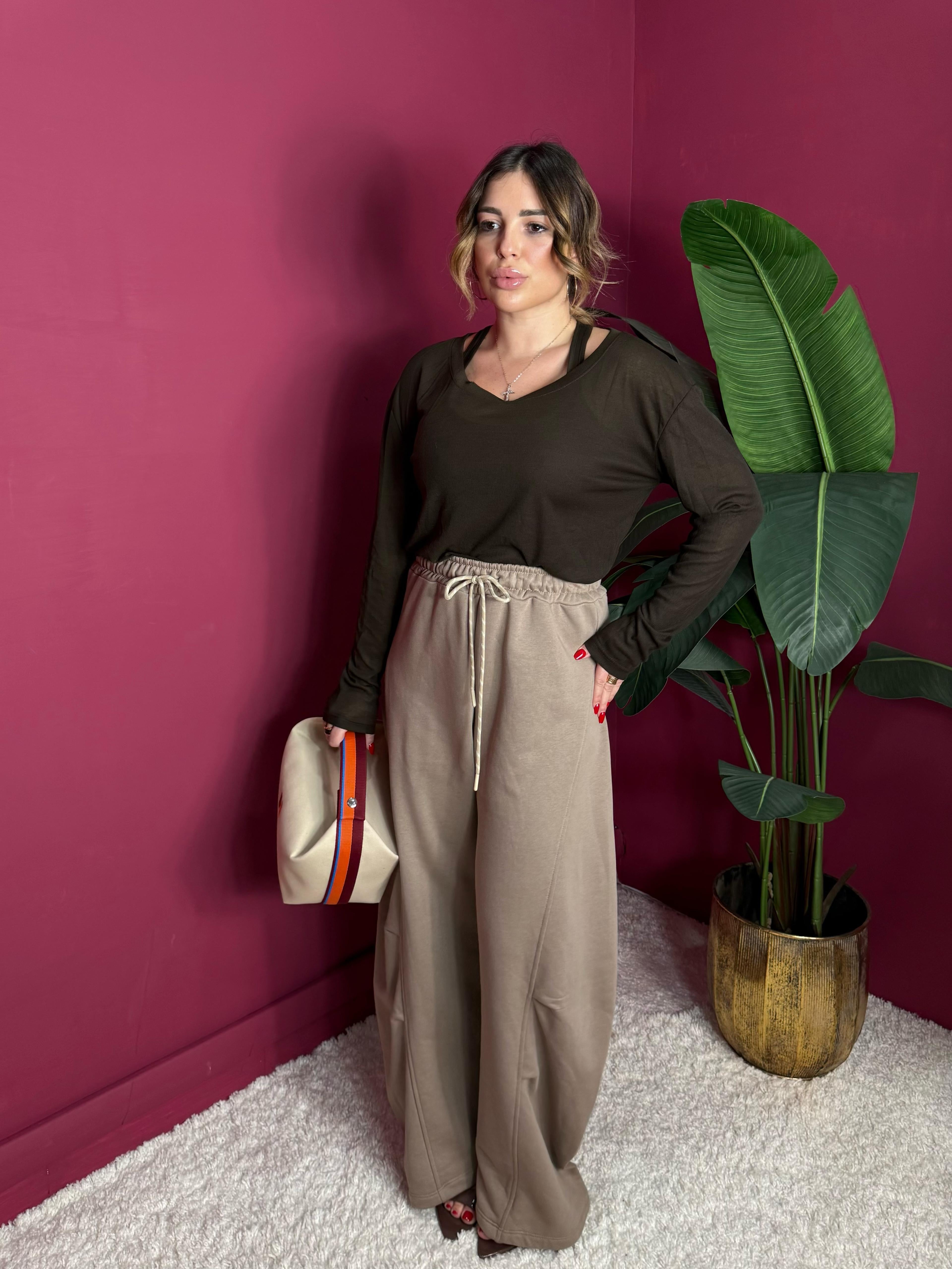 Pantalone Tuta Beige