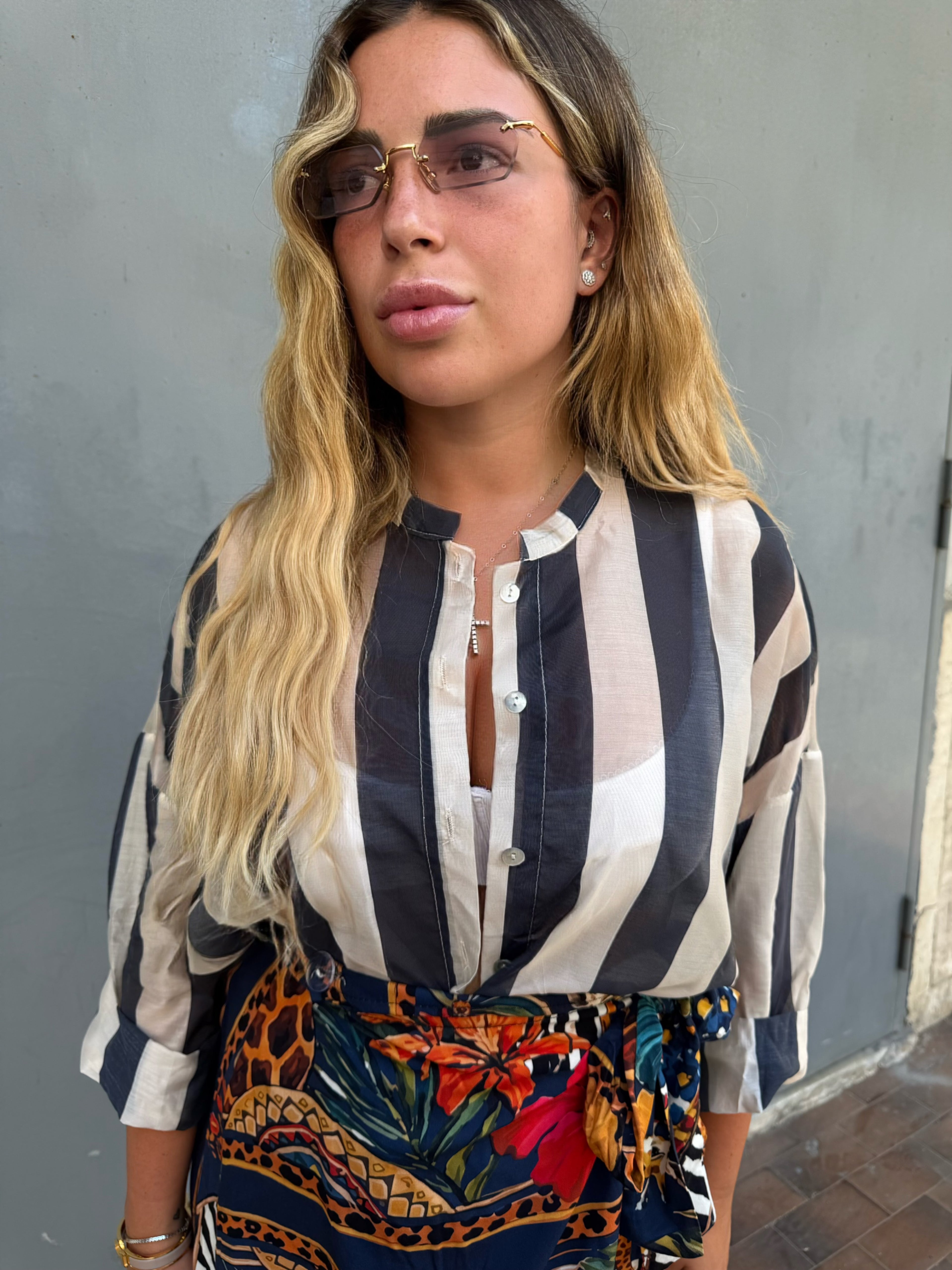 Camicia Righe Blu