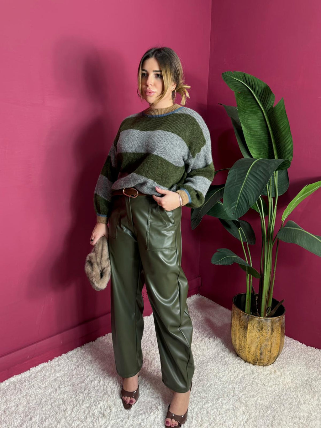 Pantalone Similpelle Verde