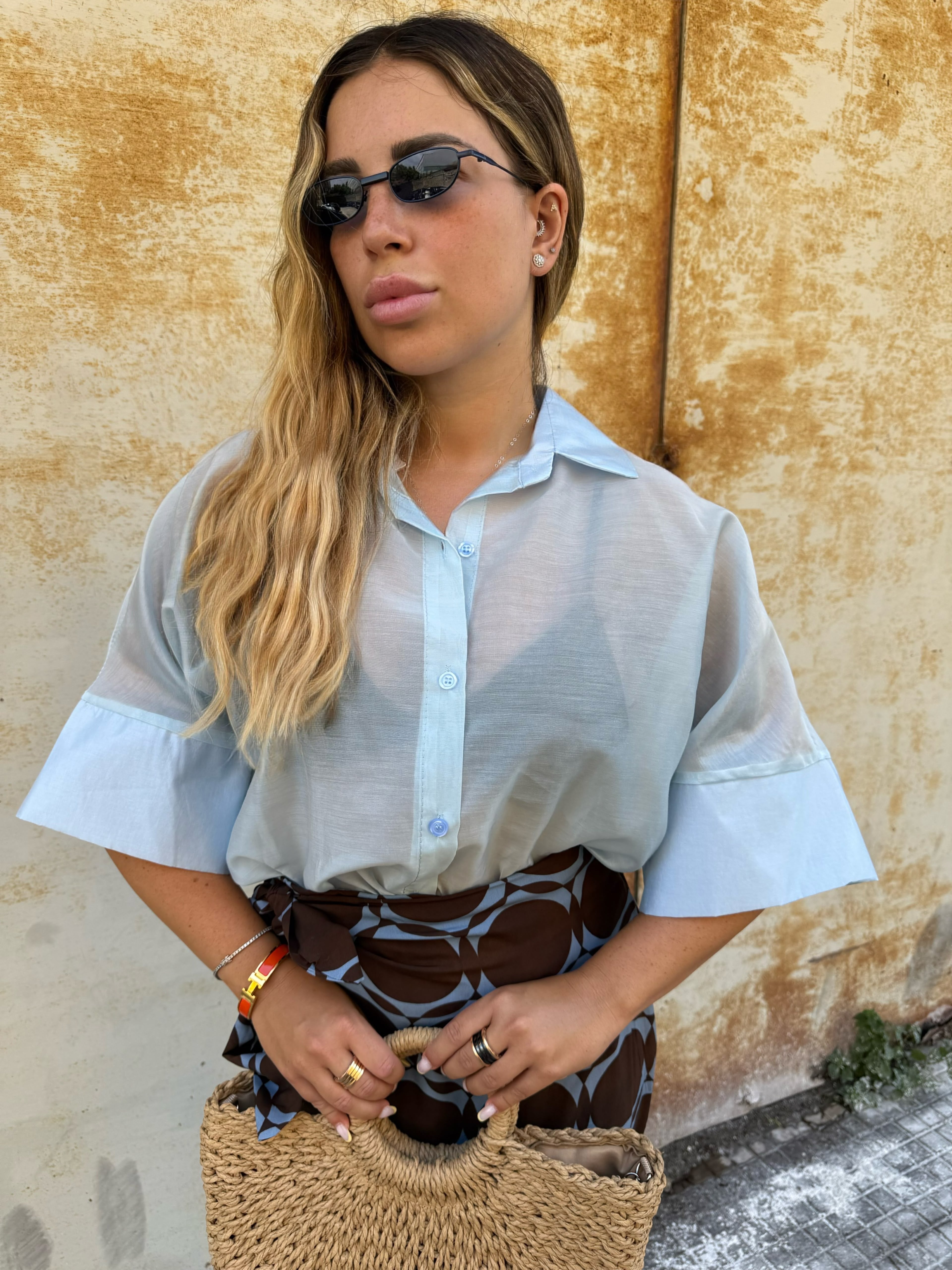 Camicia Semitrasparente azzurra