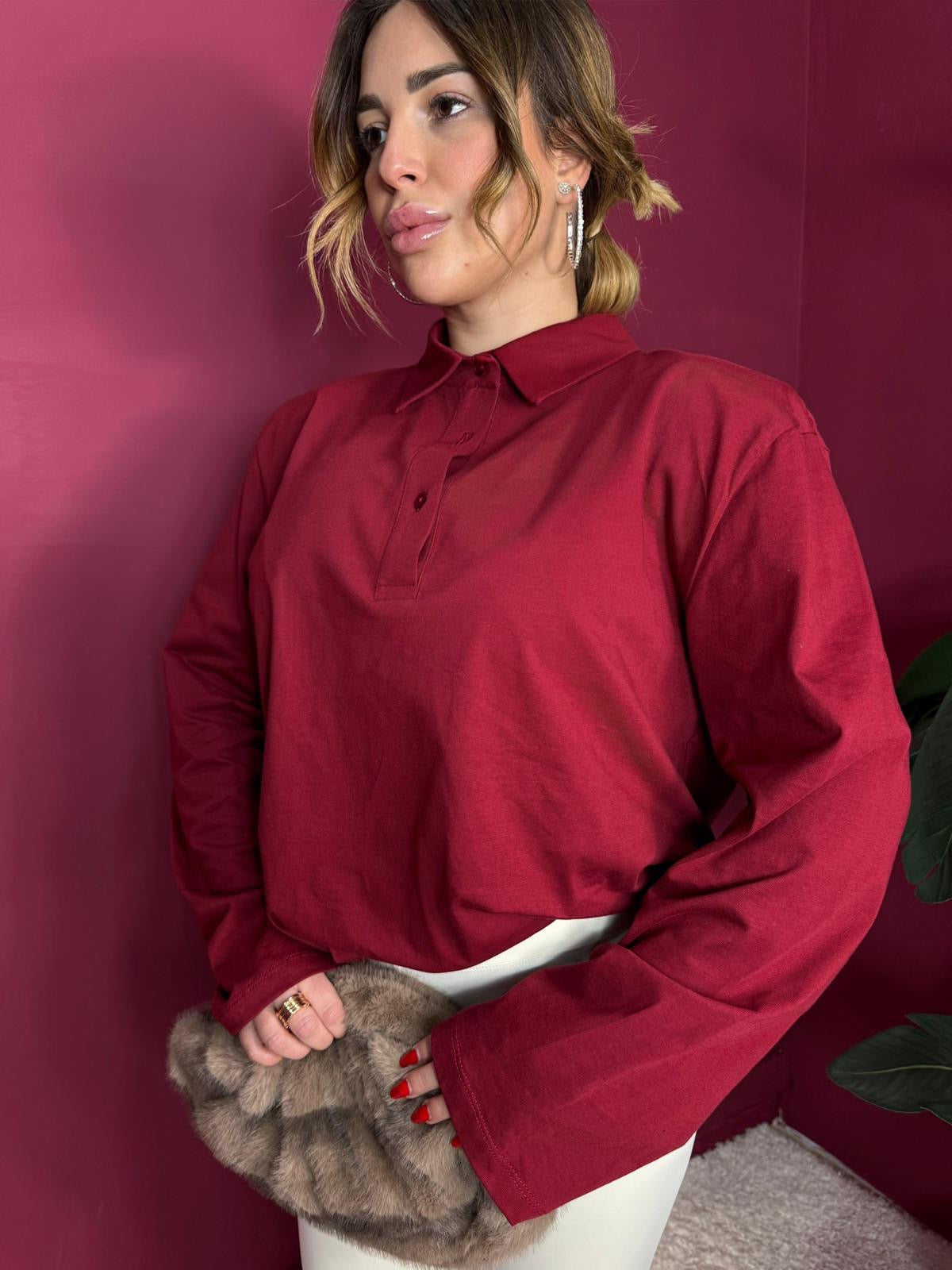 Polo Bordeaux Cotone