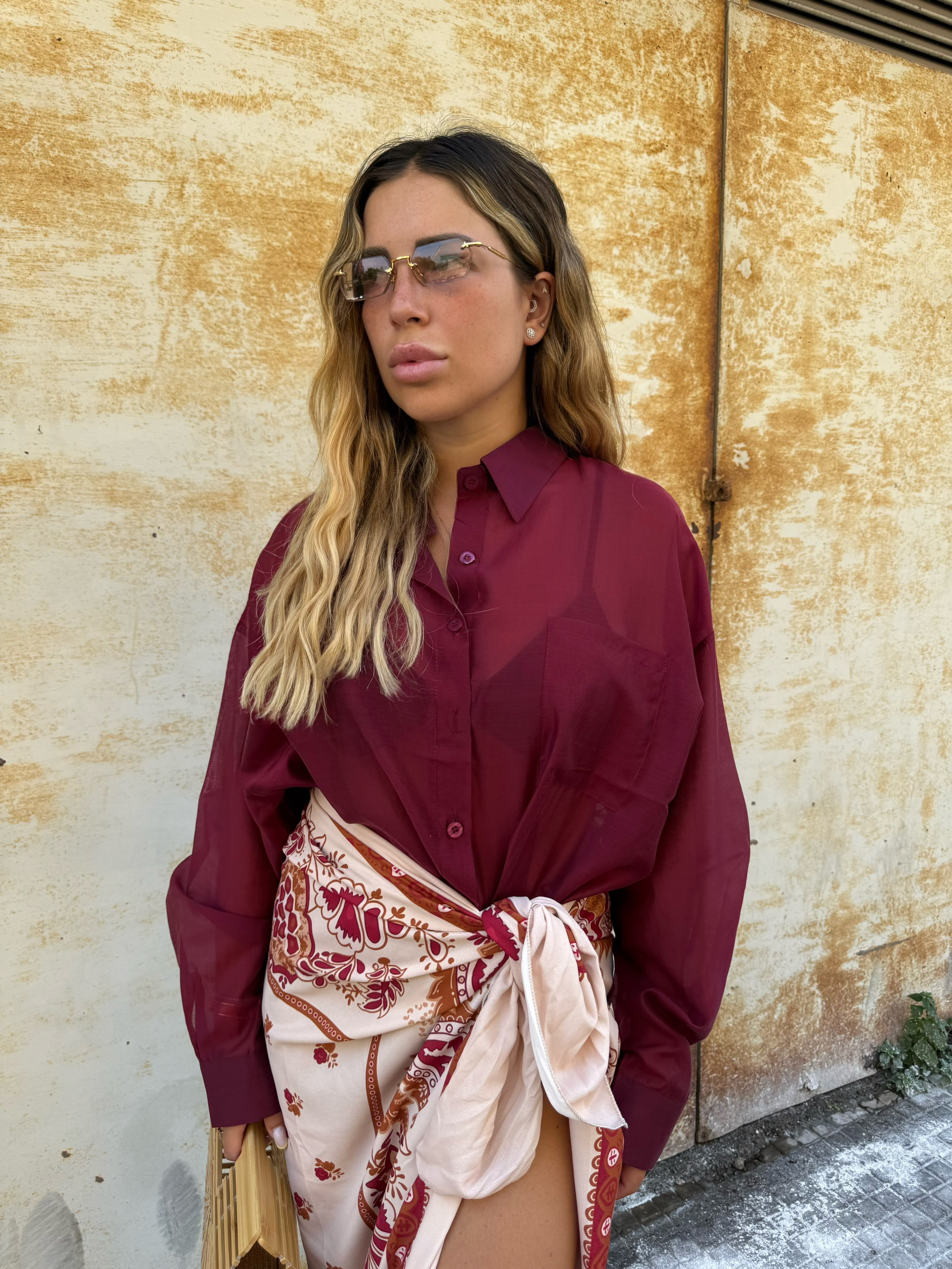 Camicia SemiVelata Bordeaux